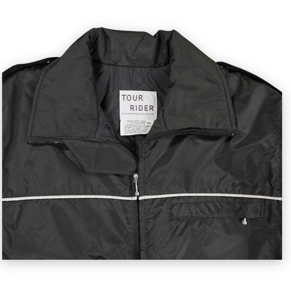VTG Tour Rider Motorcycle Jacket Mens XL Black reflective piping gorpcore USA - Picture 3 of 12